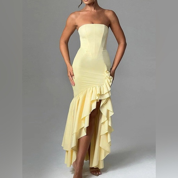 A Classy Chic Boutique Dresses & Skirts - Strapless Ruffle High-Low Bodycon Dress